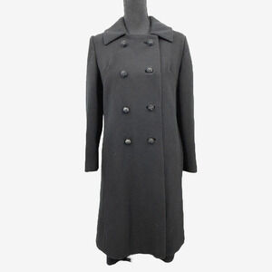 Vintage Prago Guyes Black‎ Double Breasted Wool Lined Coat 60s 70s